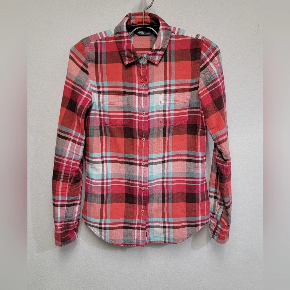 The North Face Wonens Size Small Herringbone Check 100% Cotton Shirt